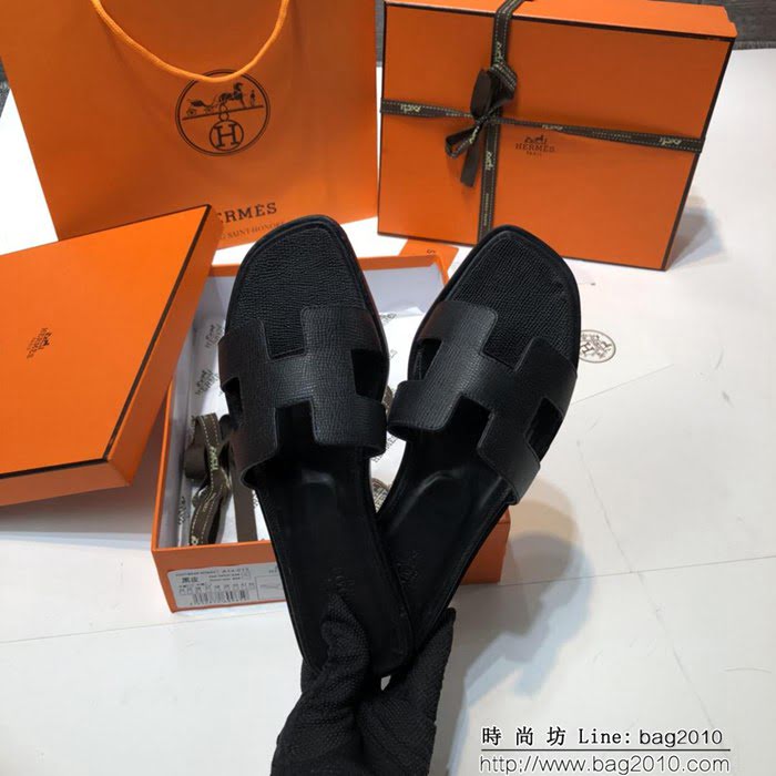 HERMES愛馬仕 頂級品質 2018手掌紋系列 貴婦拖鞋 休閒百搭款 真皮底女拖鞋  dsX1417
